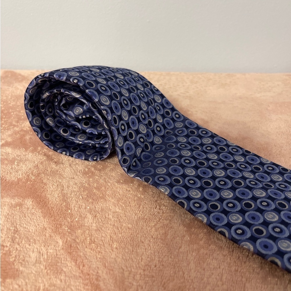 George Navy and Light Blue Patterned Men's Tie - Picture 3 of 7